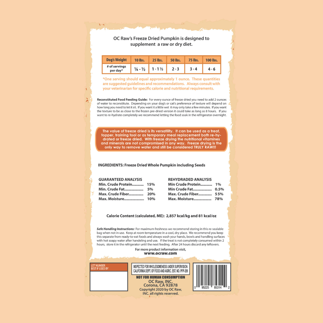 OC Raw Freeze Dried Pumpkin