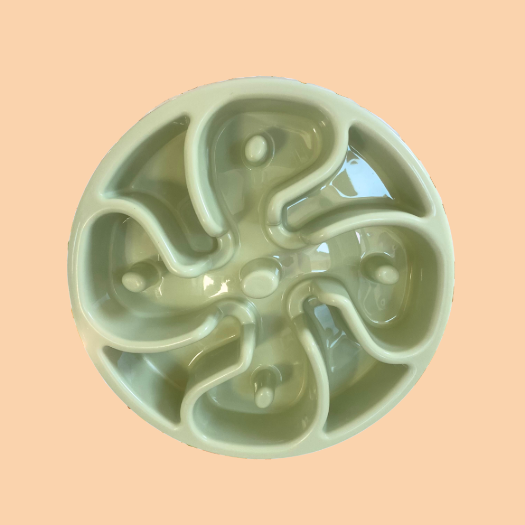 Slow Feed Enrichment Dog Bowl - Green Flower