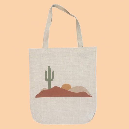 Canvas Tote Bag - Arizona Desert Sunset Cactus