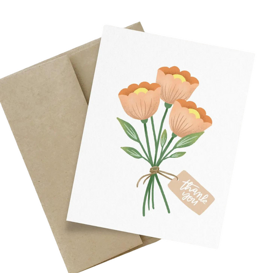 Greeting Card - Thank You Flowers - Blank Inside