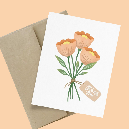 Greeting Card - Thank You Flowers - Blank Inside