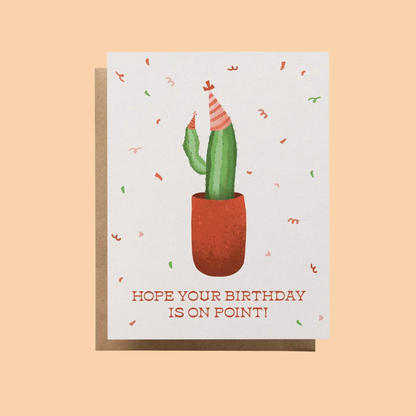 Greeting Card - Cactus Birthday On Point - Blank Inside