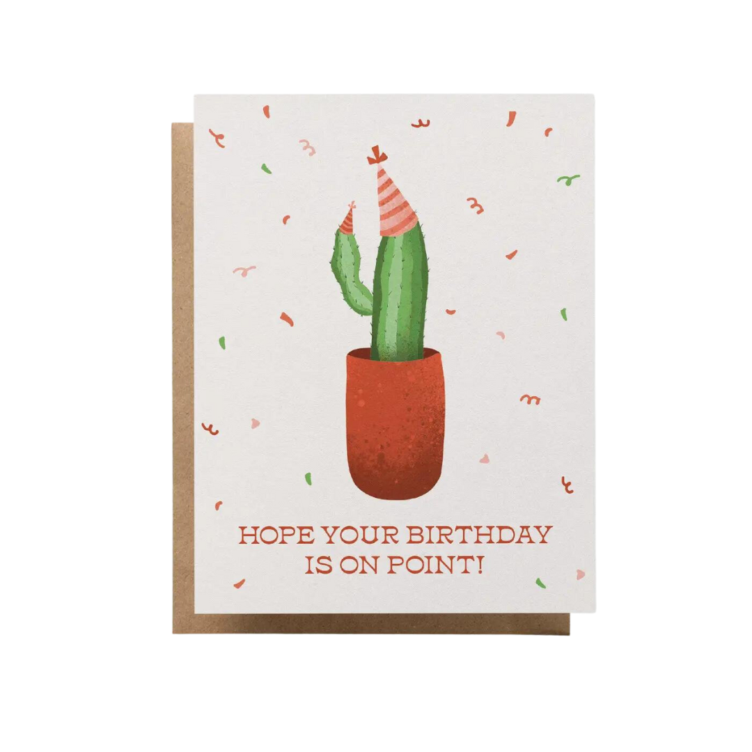 Greeting Card - Cactus Birthday On Point - Blank Inside