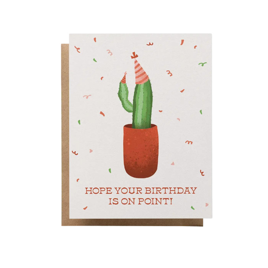 Greeting Card - Cactus Birthday On Point - Blank Inside