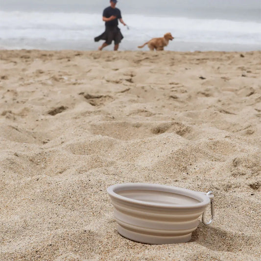 Collapsible Water Bowl for Dogs- Tan