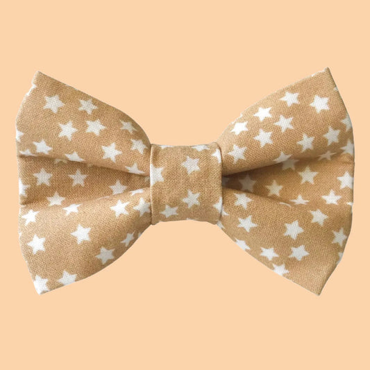 Bow Tie - Tan and White Stars