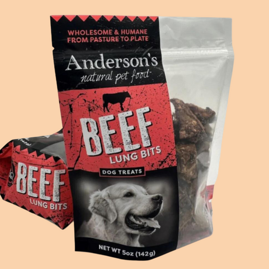 Anderson's Natural Pet Food, Beef Lungs for Dogs, natural dog treats, organ meat for pets, beef lung dog treats, dog health, dog joint health, nutrient-dense dog treats, all-natural dog treats, protein-rich dog snacks.