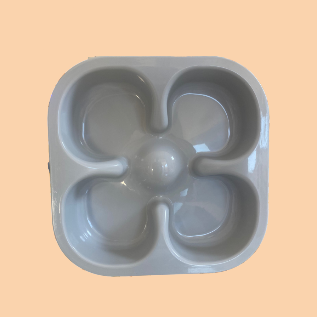 Slow Feed Enrichment Dog Bowl - Gray Flower