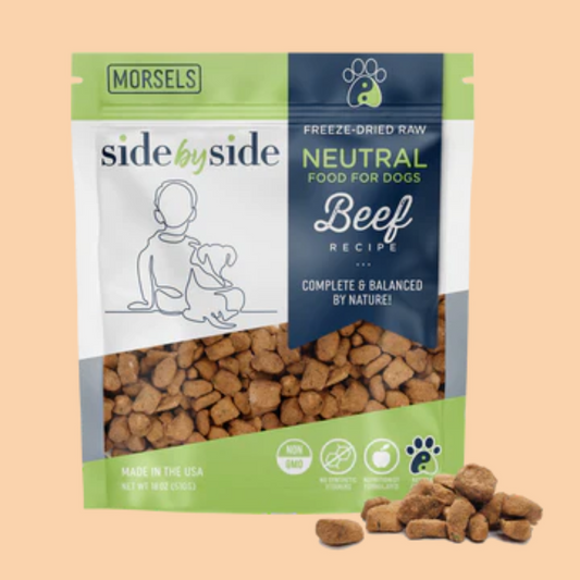 Side by Side Freeze Dried Raw Beef Morsels