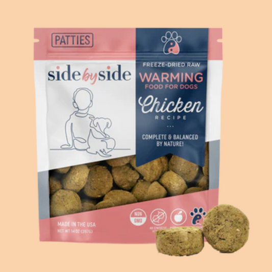 Side by Side Freeze Dried Raw Chicken Patties