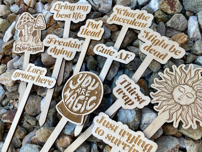 Wooden Stake Plant Marker Decor - Freakin' Dying