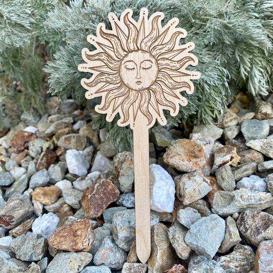 Wooden Stake Plant Marker Decor - Sunshine