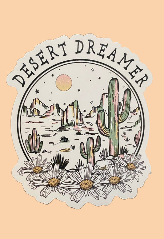 Sticker - Desert Dreamer with Cactus and Wildflowers