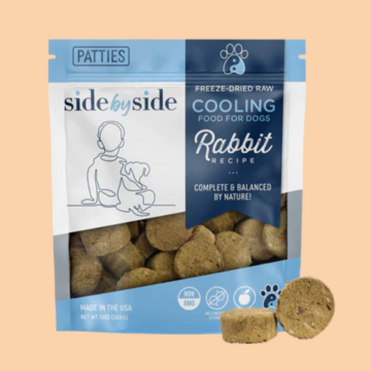 Side by Side Freeze Dried Raw Rabbit Patties