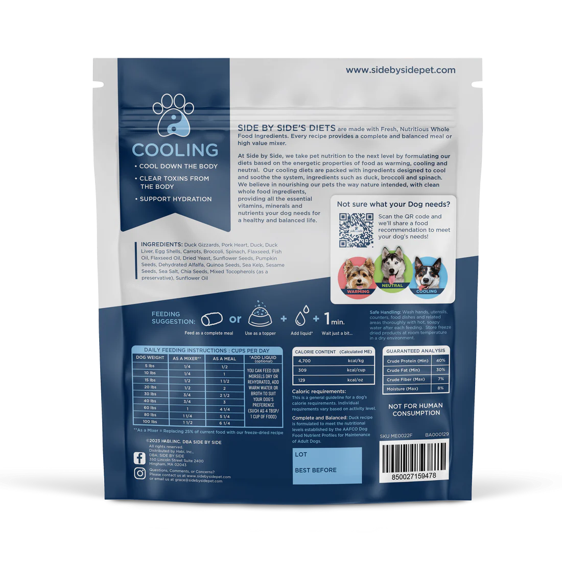 Side by Side Freeze Dried Raw Duck Morsels