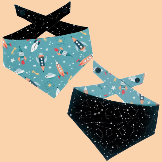 Reversible 2 in 1 Dog Bandana - Space and Galaxy